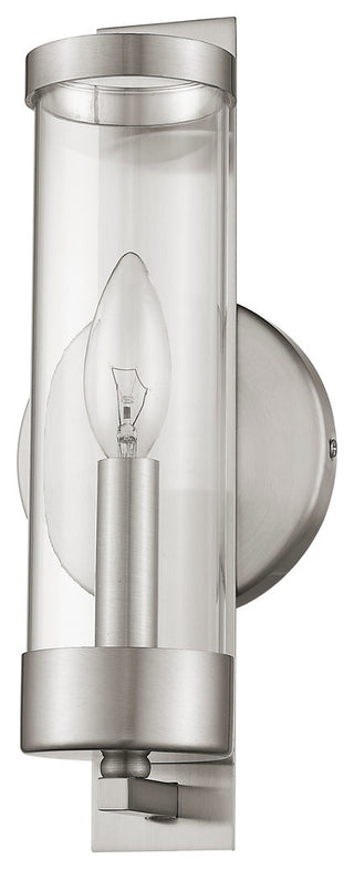 Wall Sconce With Clear Glass, Brushed Nickel