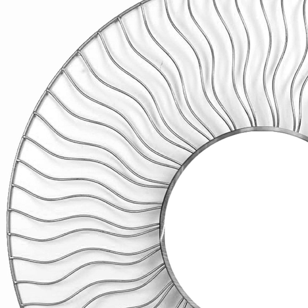 Sunburst 36" Round Wall Mirror - Set of 2, Brushed Nickel