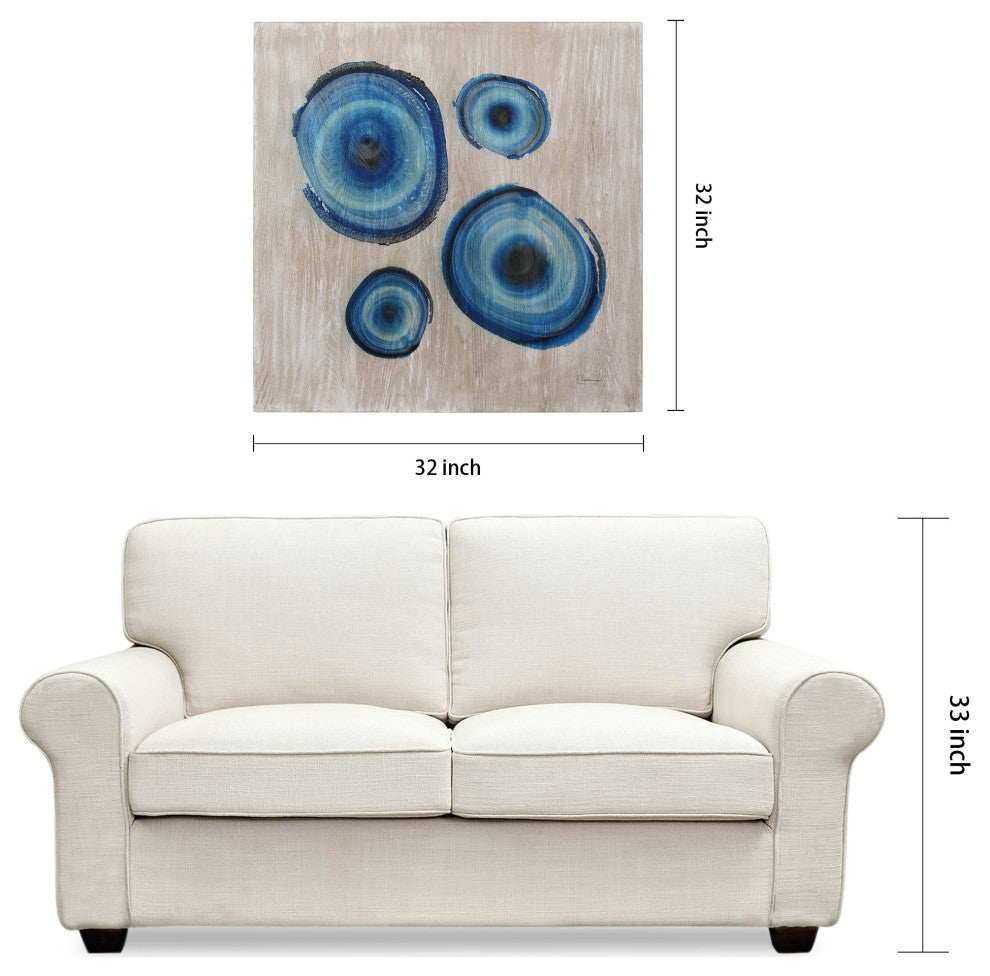 Blue Rings Diptych Wall Art X-Ray Photo Giclee Printed on Hand Finished Ash Wood