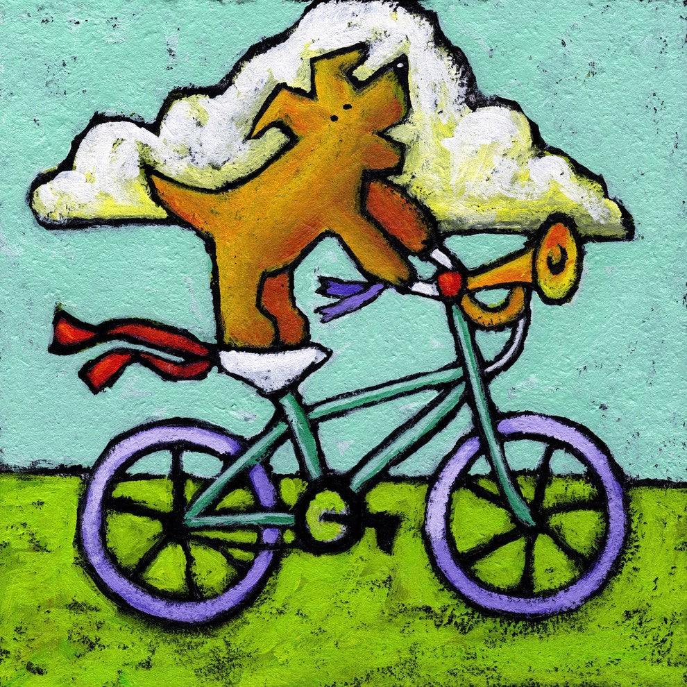 Marmont Hill, "Acrobat Dog Bike Antics" by Janet Nelson on Wrapped Canvas, 24x24