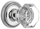 Double Rope Rosette With Waldorf Knob, Bright Chrome
