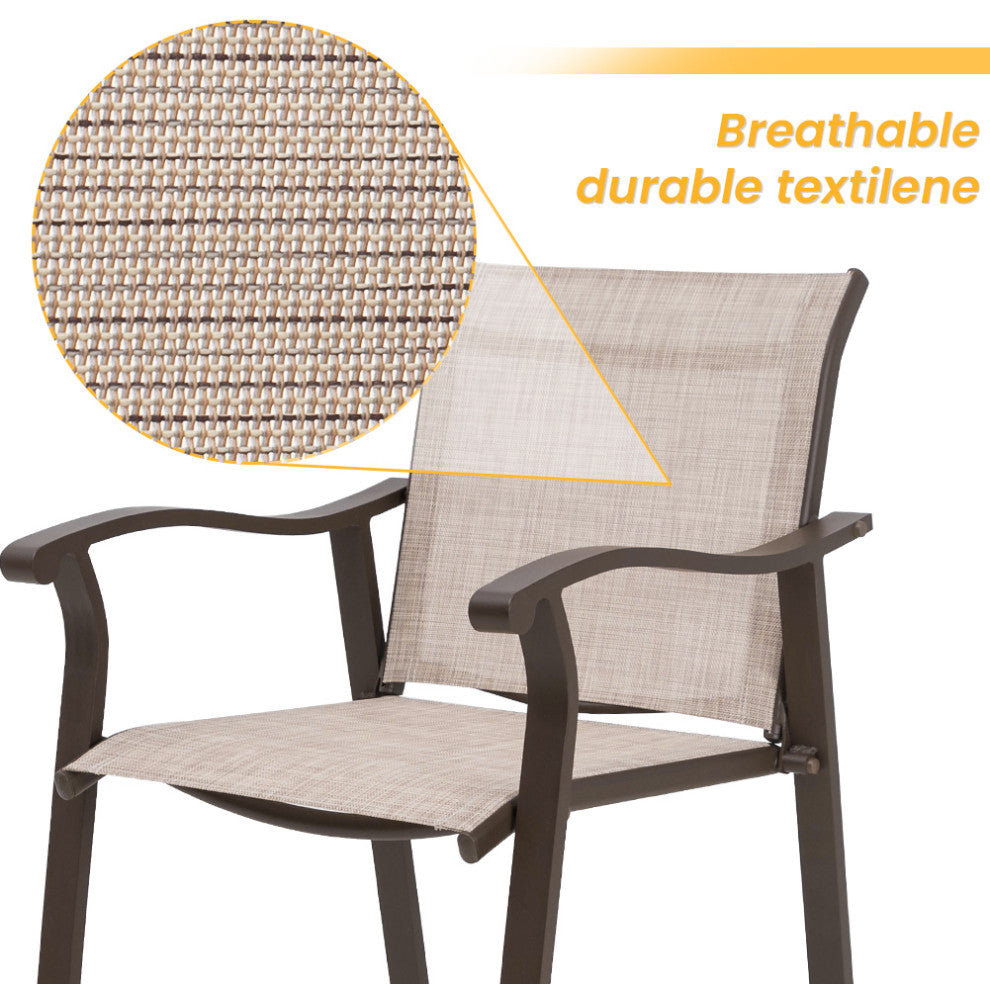 Outdoor Bar Stools Patio Bar Chairs, Set of 2, Beige