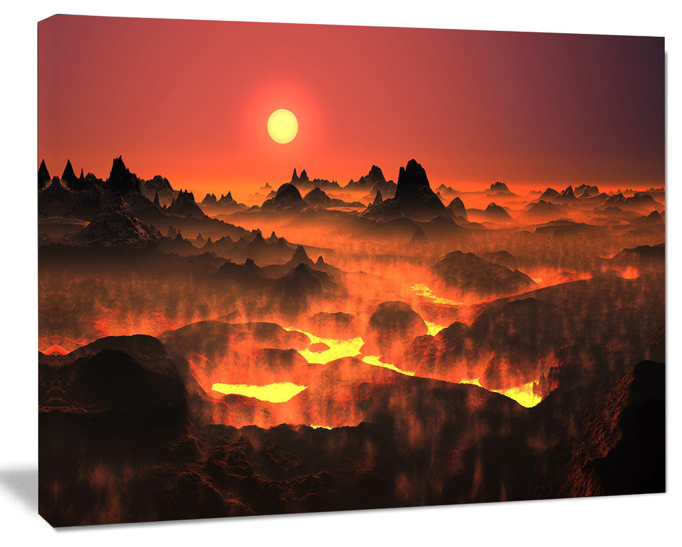 Burning Volcano Country, Landscape Canvas Art Print, 40"x30"
