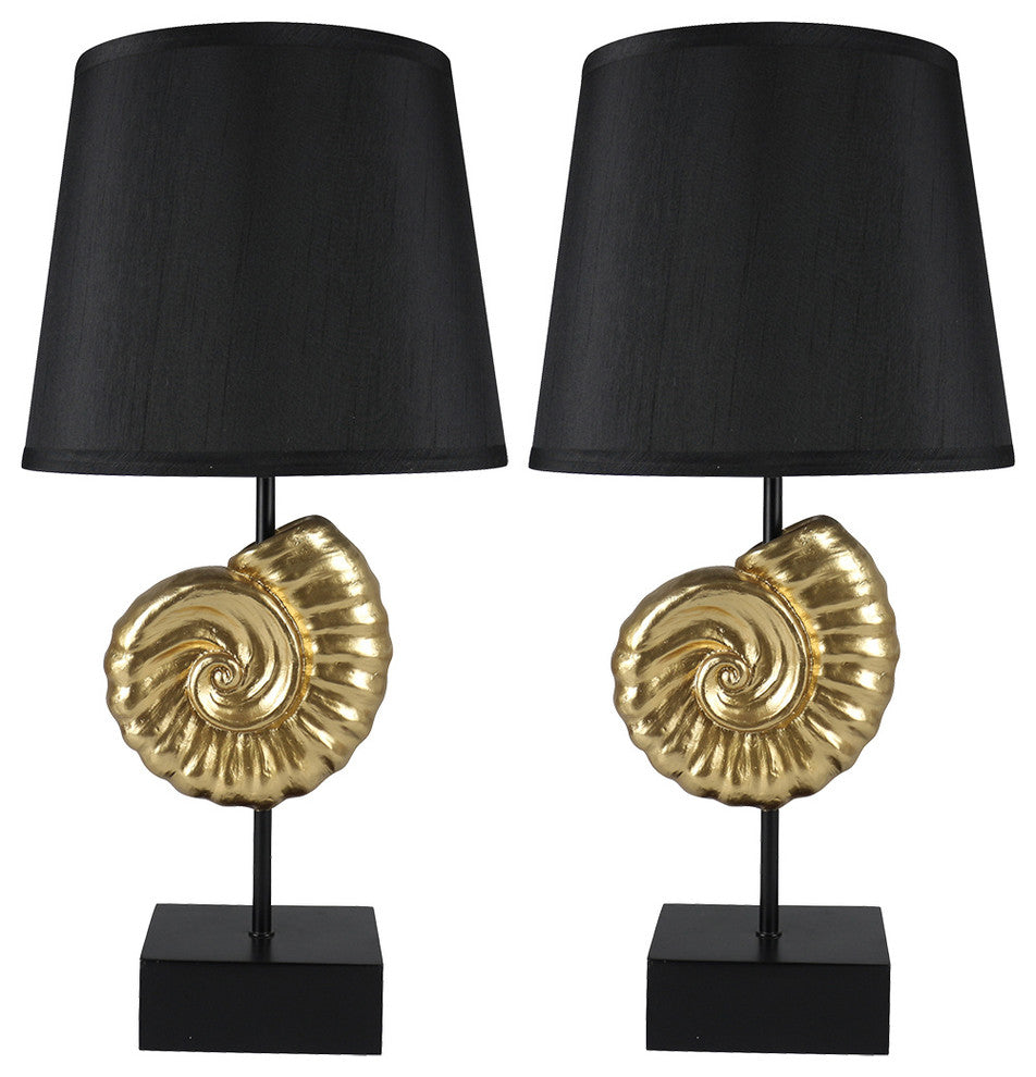 Set of 2 Nautilus Table Lamps, Gold