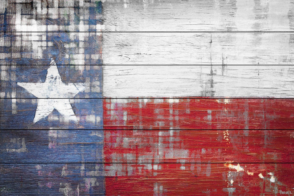 "Texas" Painting Print on White Wood, 36"x24"