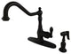 Gourmetier Single-Handle Kitchen Faucet With Brass Sprayer, Oil Rubbed Bronze