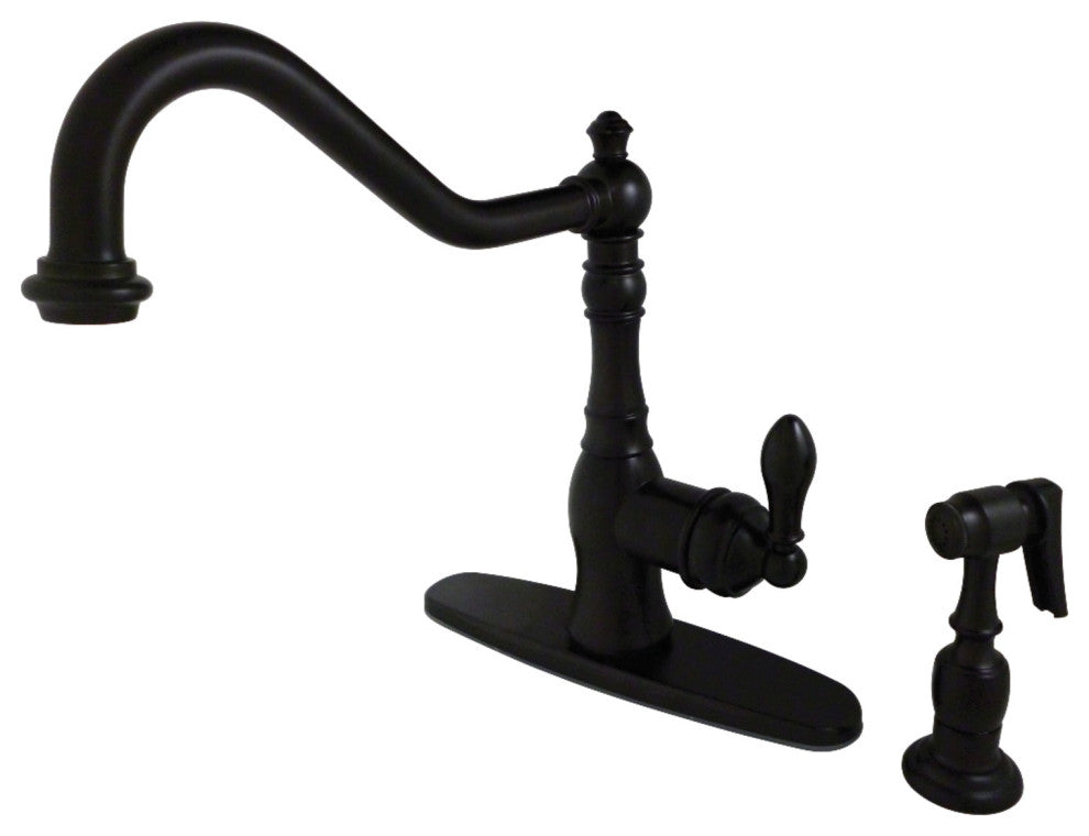 Gourmetier Single-Handle Kitchen Faucet With Brass Sprayer, Oil Rubbed Bronze