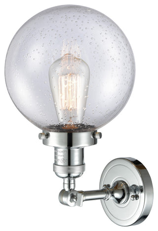 1-Light Beacon 8" Sconce, Polished Chrome, Glass: Seedy