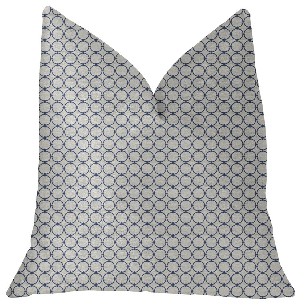 Object Lens Blue and Beige Luxury Throw Pillow, 16"x16"