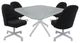 M-235 Dinette Swivel Metal Caster Chairs - Clear Glass, Black Vinyl - White, Cra