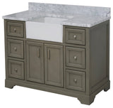 Zelda 48" Bathroom Vanity, Weathered Gray, Carrara Marble