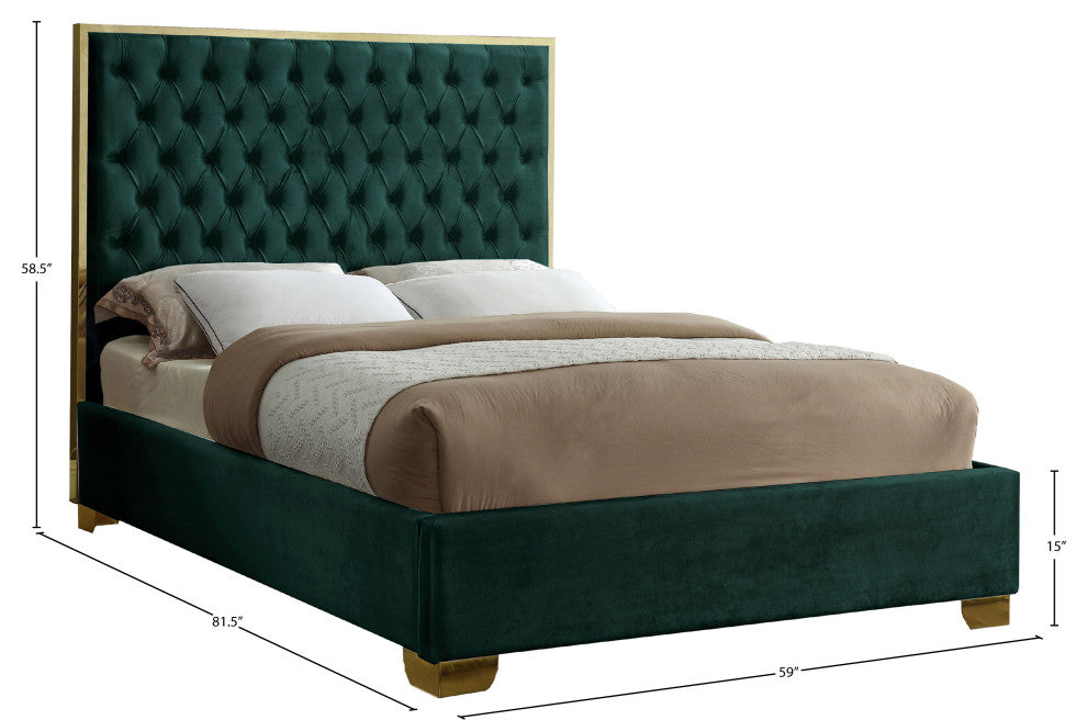 Lana Velvet Bed, Green, Full