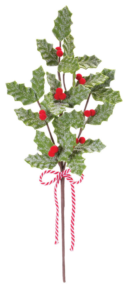 Fabric Holly Berry Spray, Set of 6