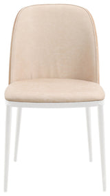 LeisureMod Tule Dining Chair with White Frame Set of 4, Walnut/Light Brown