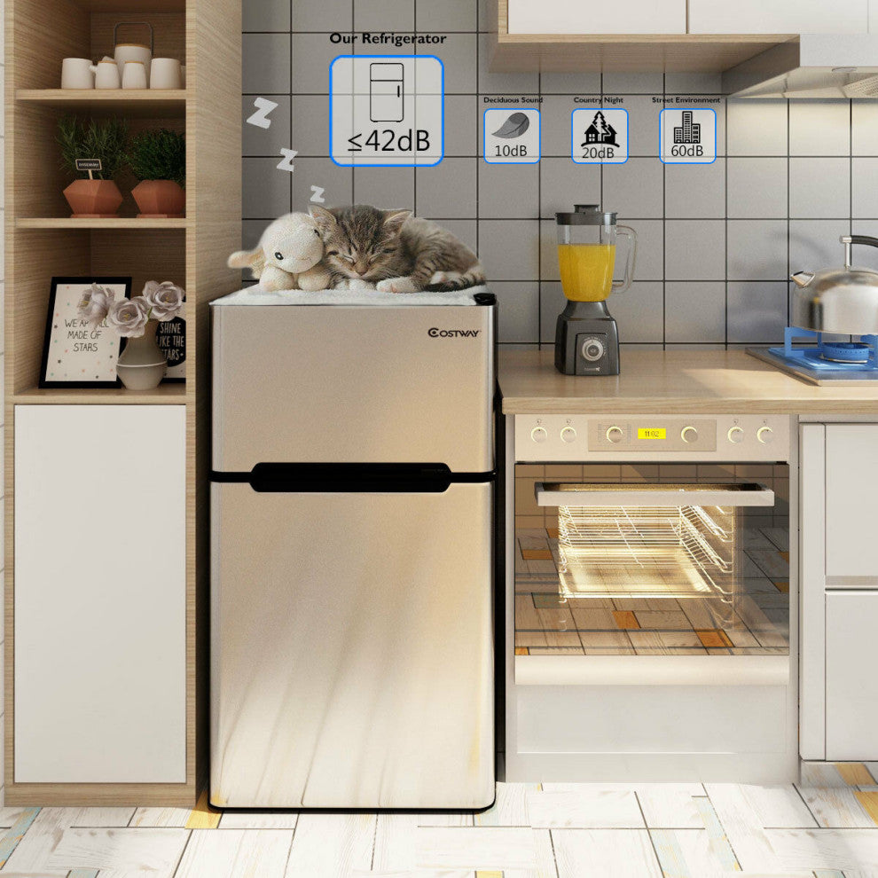 Costway  Refrigerator Small Fridge Compact 3.2 cu ft. Unit