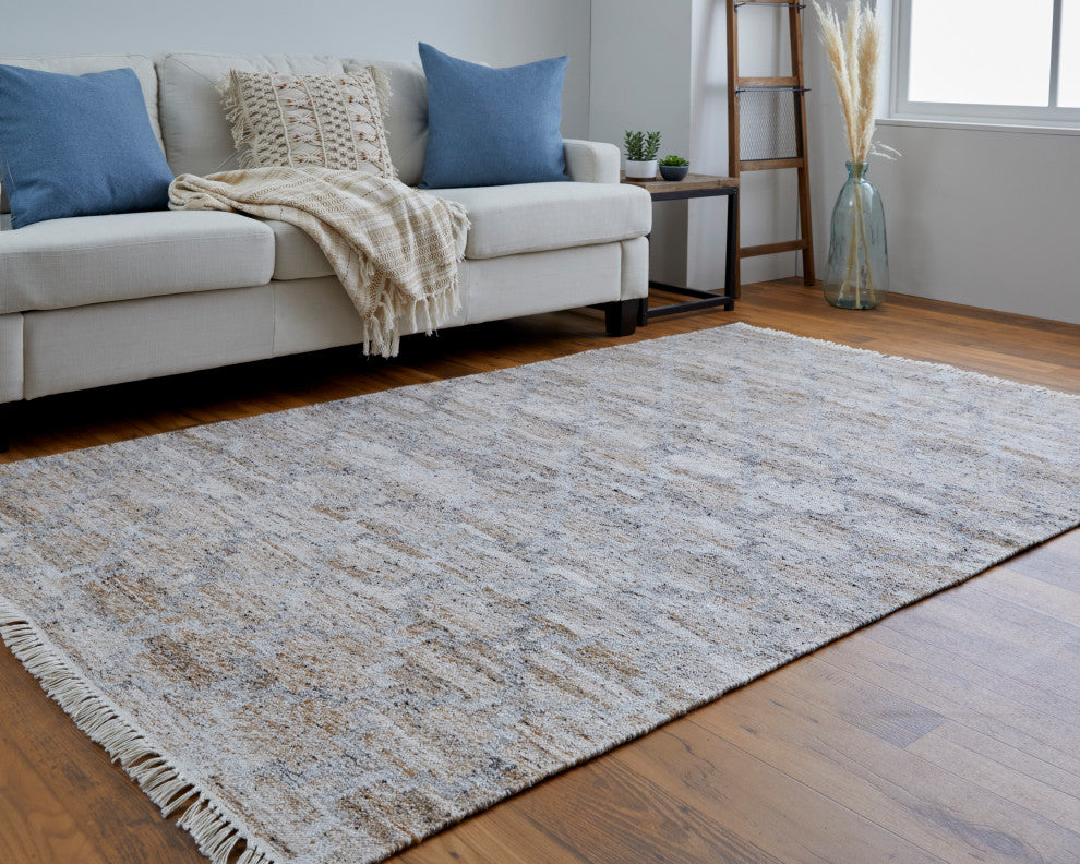 Weave & Wander Elstow Transitional PET Yarn Beige/Gray Rug, 5'x8'