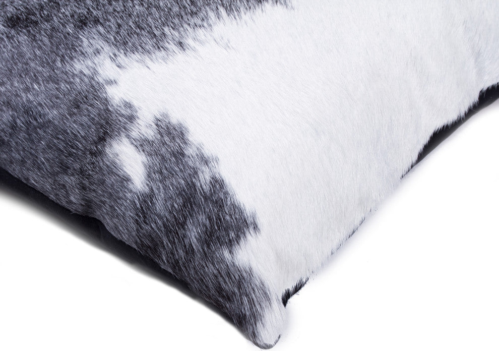18"x18" Torino Kobe Cowhide Pillows, Set of 2, Gray and White