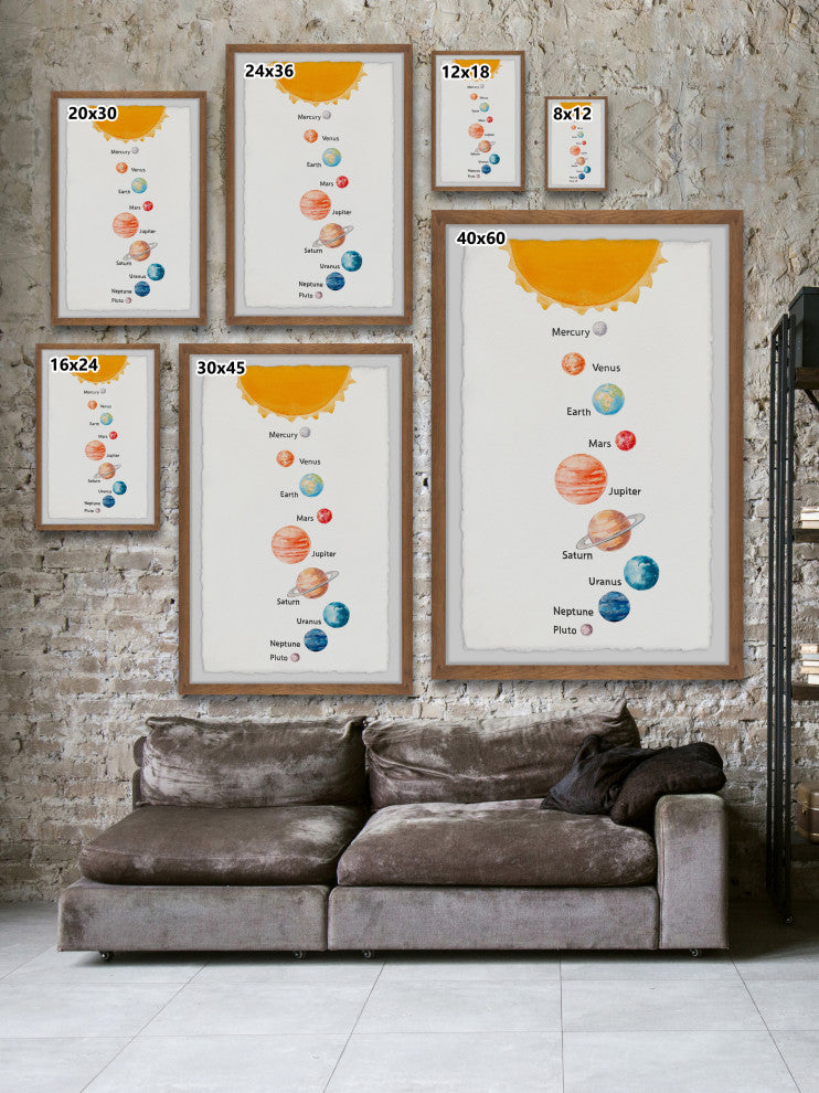 "The Nine Planets" Framed Painting Print, 24x36