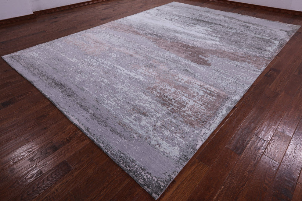 Abstract Wool and Silk Hand-Knotted Rug 10' 0" X 14' 2" Q11814