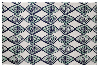 Cowry Check Rug, Green, 4'x6'