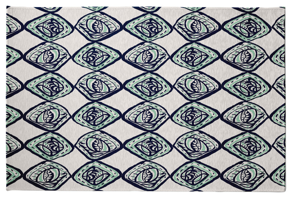 Cowry Check Rug, Green, 4'x6'