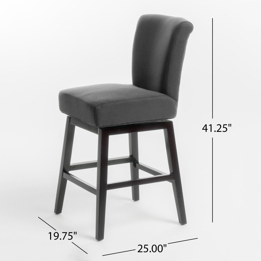 GDF Studio Tristan Dark Brown Fabric Swivel Counter Stool