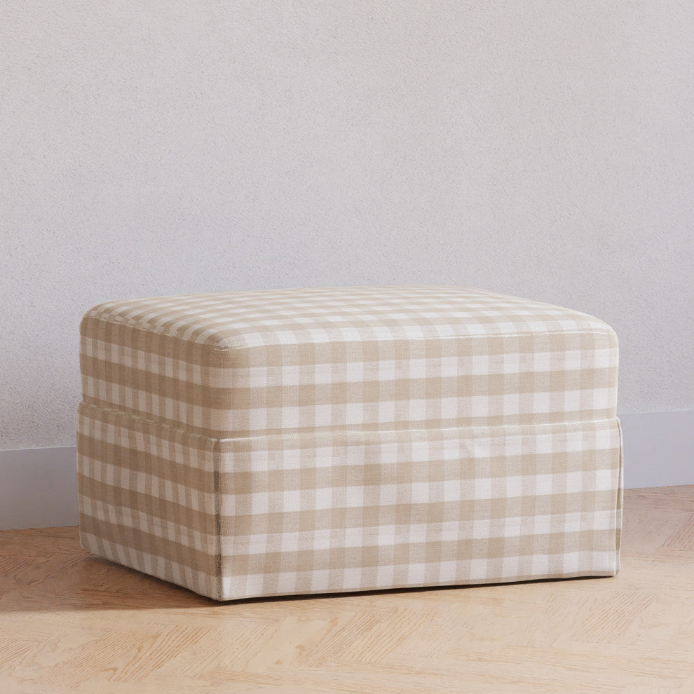 Crawford Gliding Ottoman, Tan Gingham