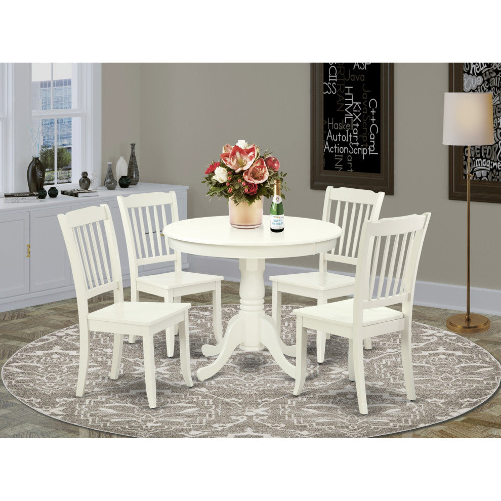 5-Piece Round 36" Table and 4 Vertical Slatted Chairs