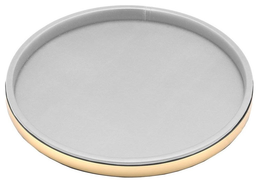 Sophisticates White With Polished Brass Deluxe 14" Tray