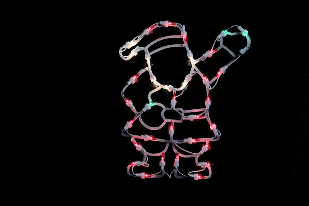 13" Lighted Santa Christmas Window Silhouette Decoration