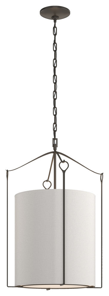 Bow Tall Pendant, Dark Smoke Finish, Flax Shade