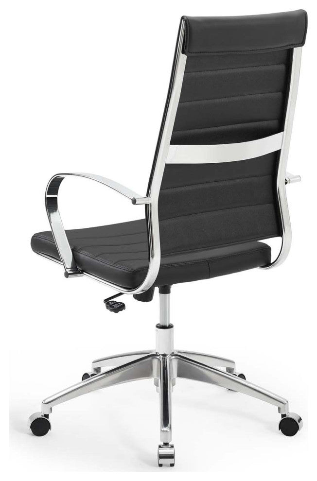 Computer Work Desk High Back Chair, Faux Leather, Black, Home Business Office
