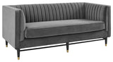 Devote Channel Tufted Performance Velvet Loveseat, Gray