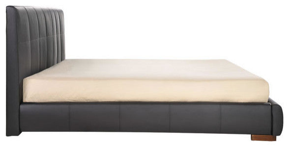 HomeRoots King Black Faux Leather Quilted Platform Bed