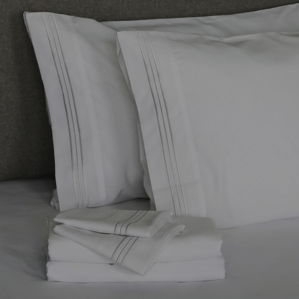 Furinno Angeland Vienne 4-Piece Microfiber Bed Sheet Set, King, Gray