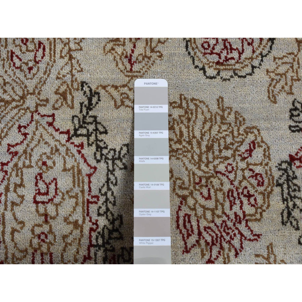 Agreeable Gray Agra with Paisley Design 100% Wool Hand Knotted Rug 9'1" x 12'3"