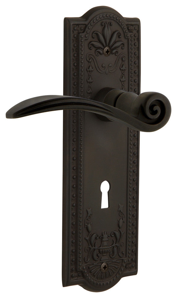 Meadows Plate With Keyhole Swan Lever, Oil-Rubbed Bronze, Privacy, Non-Handed