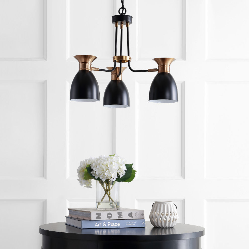 Edison Metal LED Pendant, Black, Brass Gold, Width: 20"