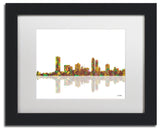 'Milwaukee, Wisconsin Skyline' Matted Framed Canvas Art by Marlene Watson