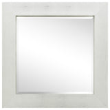 Beveled Wall Mirror,Silver on White Metallic Shagreen Leather Framed Mirror