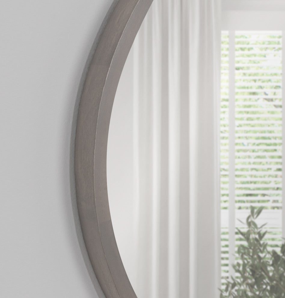 Valenti Round Framed Mirror, Gray 28 Diameter