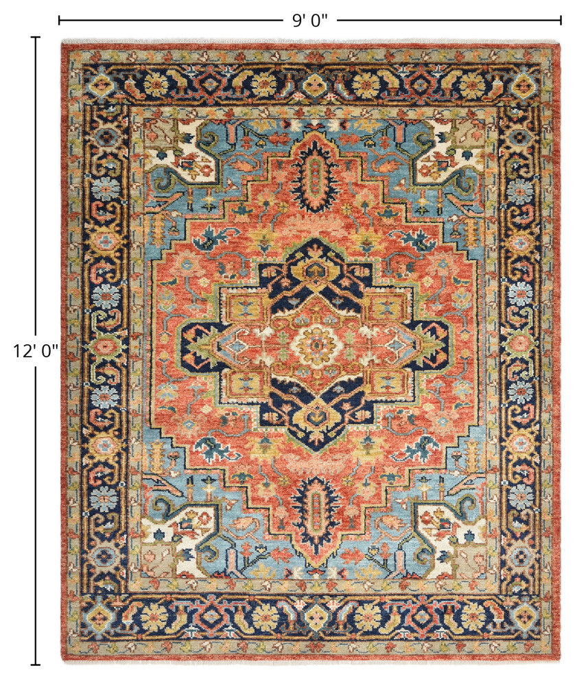 Miranda Handmade Area Rug, Red, 9x12'