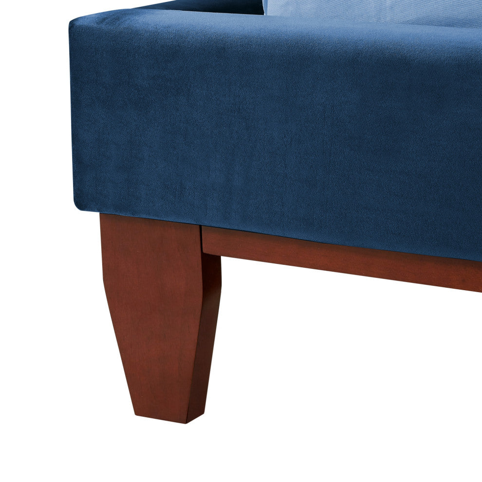 Baldwin Button Tufted Platform Bed, Navy Blue, King