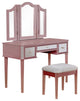 Clarisse Contemporary Vanity With Stool, Rose Gold