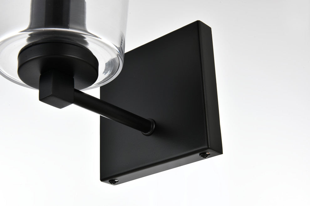 1 Light Black And Clear Bath Sconce