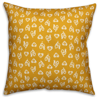 Yellow Rooster Pattern Throw Pillow Cover, 20"x20"
