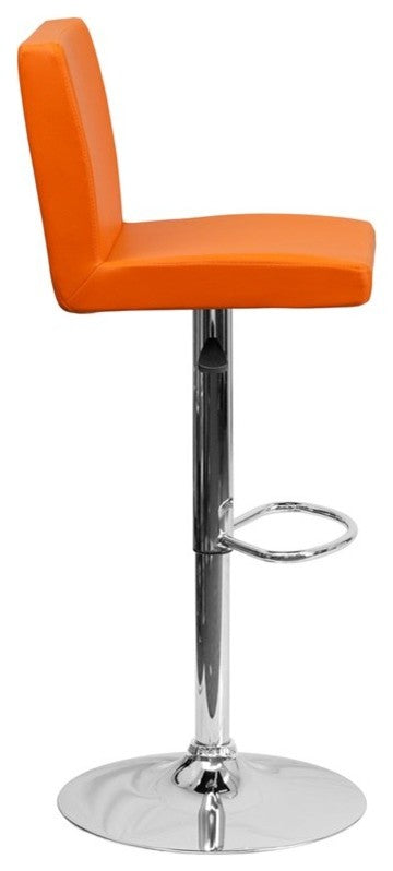 Estella Lori Mid-Back Orange Vinyl Swivel Adjustable Barstool