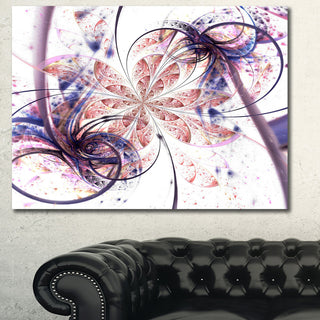 Blue Pink Fractal Flower Pattern, Abstract Wall Art Canvas, 40x30