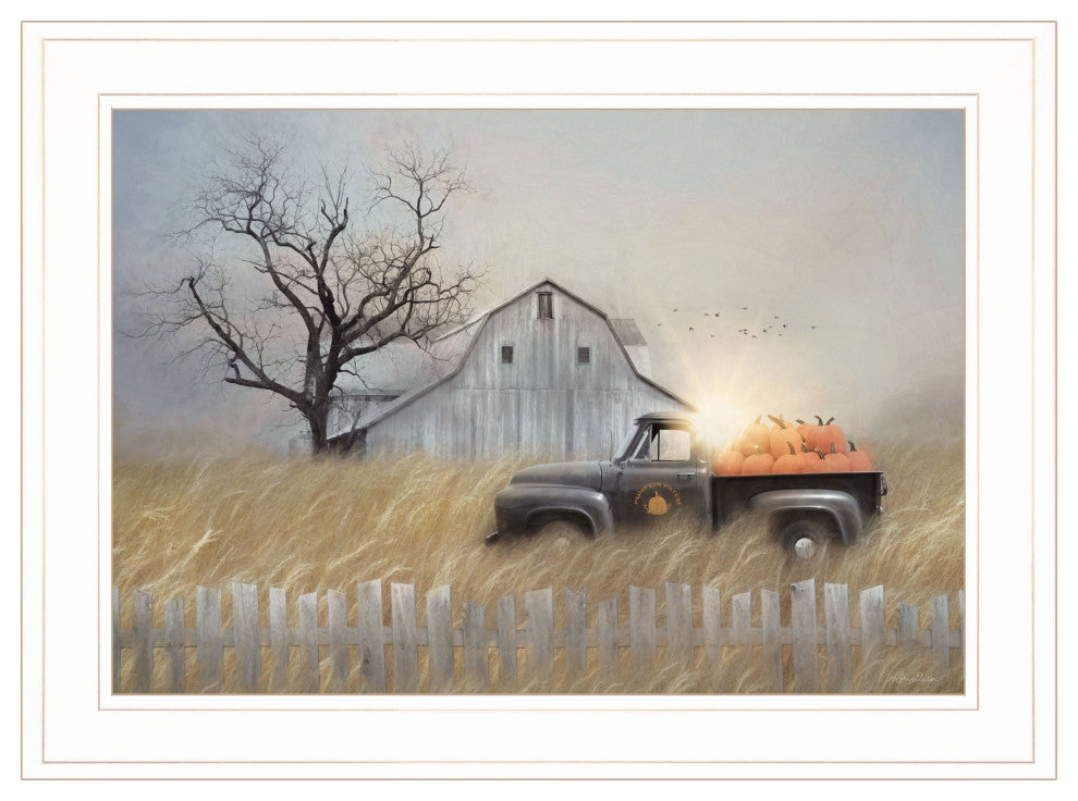 "Fall Pumpkin Harvest" By Lori Deiter, Ready to Hang Framed Print, White Frame