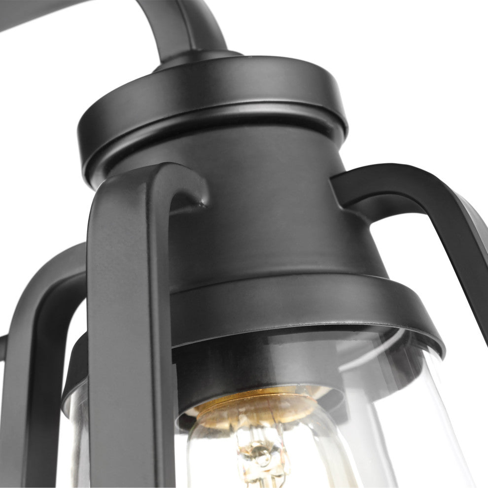 Everett 1-Light Small Wall Sconce, Matte Black With Clear Glass